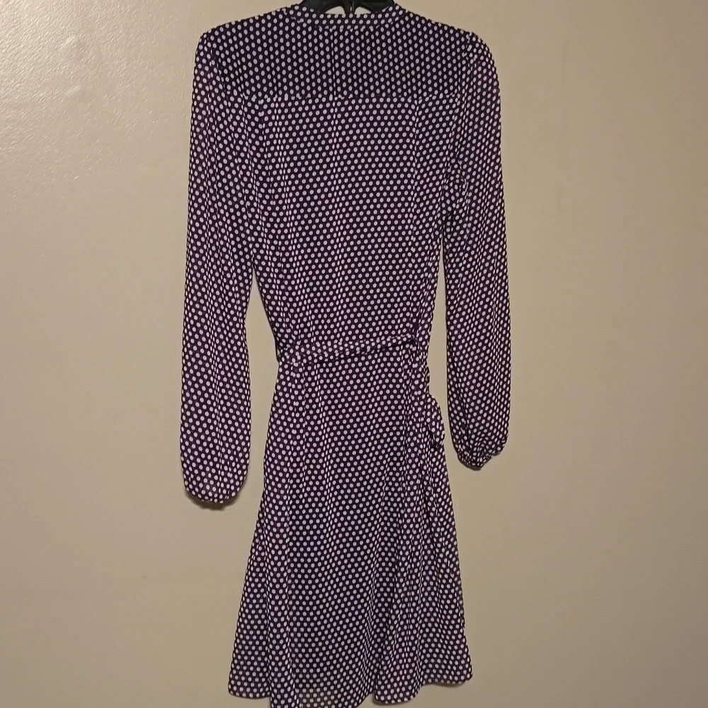 LIVERPOOL Polka‎ Dot Dress Purple and White Boho Women's 10